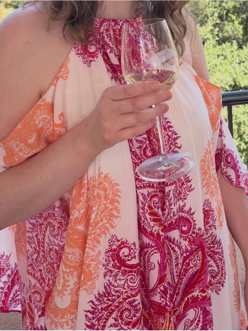 Pink & Orange Paisley Halter Dress